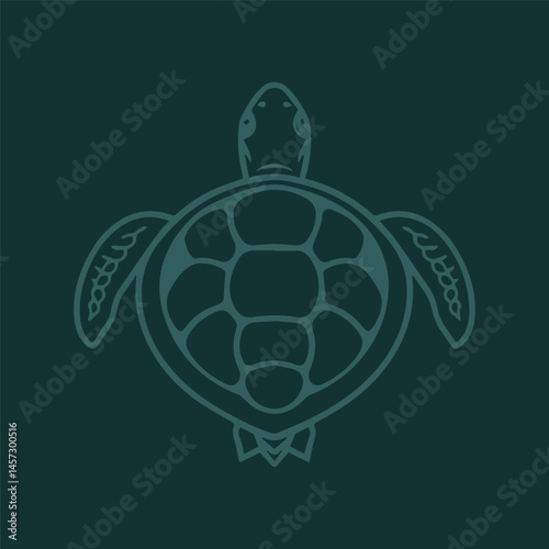 Ocean's Turtle: A serene, artistic depiction of a sea turtle graces a textured teal backdrop, its form rendered with delicate, flowing lines.