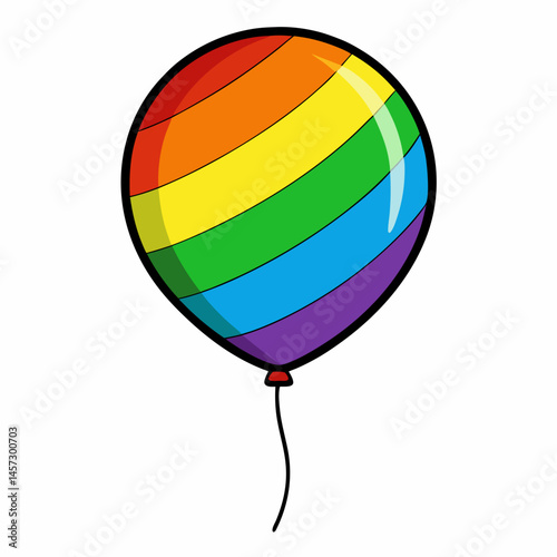 Rainbow striped balloon illustration with vibrant colors  