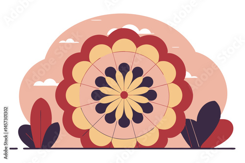 Dozens of small rounded wedge petals radiating in tight symmetry like a zinnia