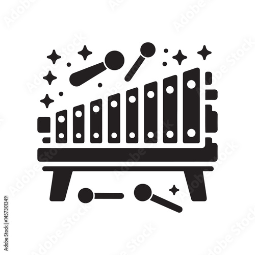 Melodic Clarity: A Captivating Collection of Xylophone Vector Silhouettes Showcasing the Distinctive Shape, Bright Tones, and Vibrant Sound of This Classic Percussion Instrument.
