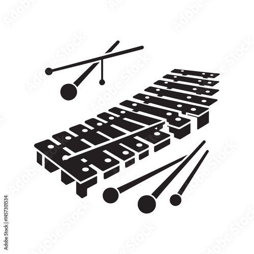Melodic Clarity: A Captivating Collection of Xylophone Vector Silhouettes Showcasing the Distinctive Shape, Bright Tones, and Vibrant Sound of This Classic Percussion Instrument.
