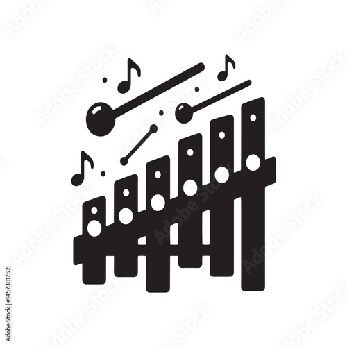 Melodic Clarity: A Captivating Collection of Xylophone Vector Silhouettes Showcasing the Distinctive Shape, Bright Tones, and Vibrant Sound of This Classic Percussion Instrument.
