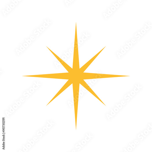 A bright yellow 8 pointed Golden Star Burst Vector icon on a white background. Ideal for holiday designs, decorations, religious themes, celestial illustrations, and symbolic graphic design elements.