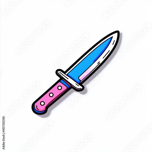 Obraz na płótnie Colorful Cartoon Knife with Pink Handle and Blue Blade Design w salonie