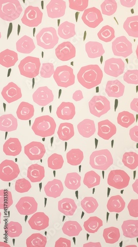 White rose pattern backgrounds pink.