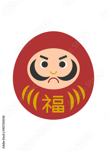 かわいい赤いだるまのベクターイラスト