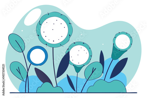 Round petals with dotted texture inside like a sponge surface