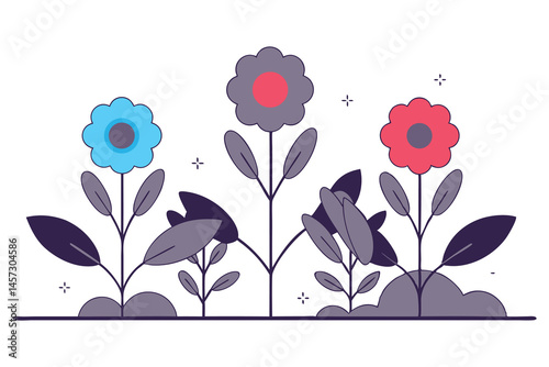Round petals with drop shadows on the inside creating a paper-cut look