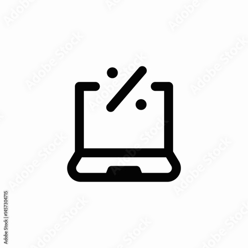 laptop percent discount icon sign vector