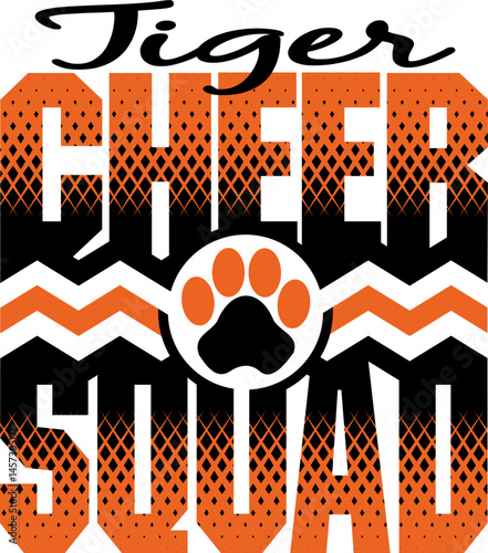 cheer squad team design with chevrons, tiger and paw print for school, college or league sports