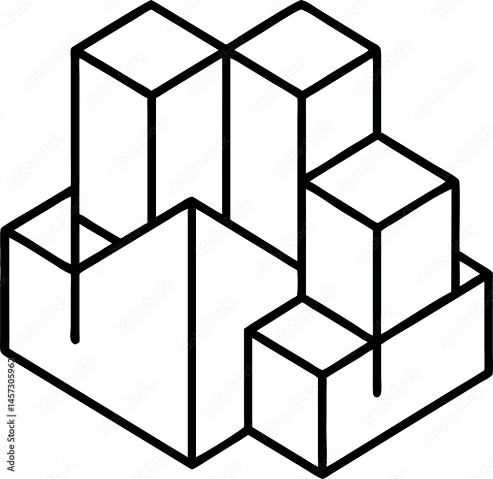 Obraz premium abstract 3d cubes line art