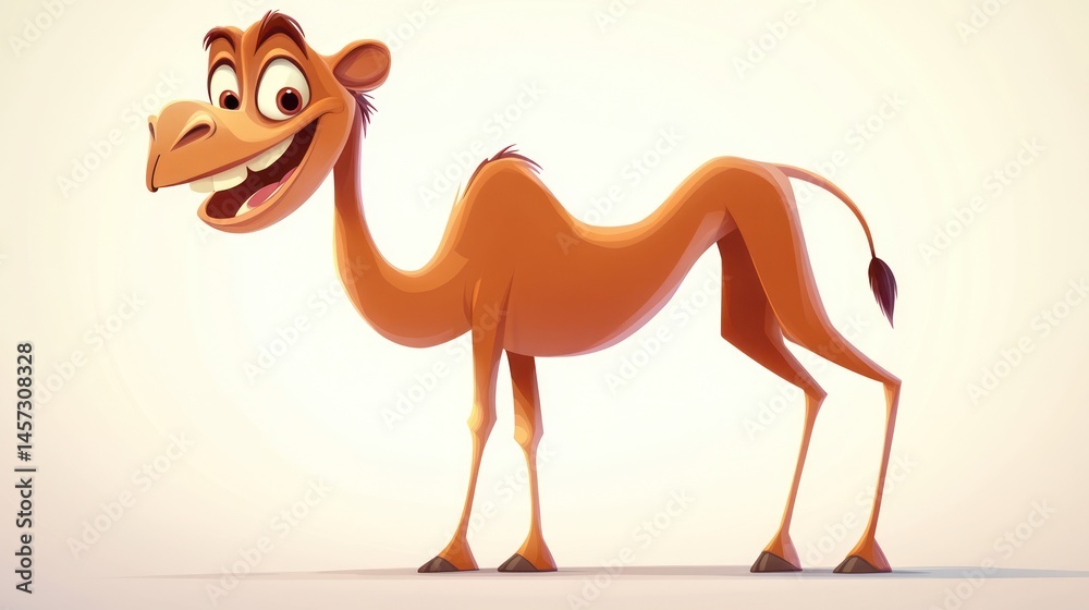 Naklejka premium Cartoon camel smiles happily