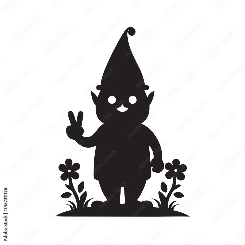 Fototapeta premium Gnome Guarding Peaceful Garden