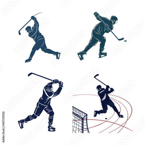 Ice hockey player silhouette vector