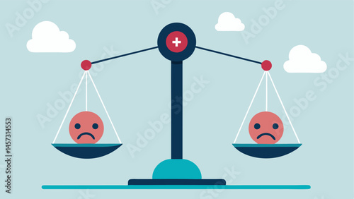 Balance Scale A scale tipping towards Worry with heavy weights labeled ‘Anxiety and ‘Stress visually representing the imbalance caused by chronic worrying.
