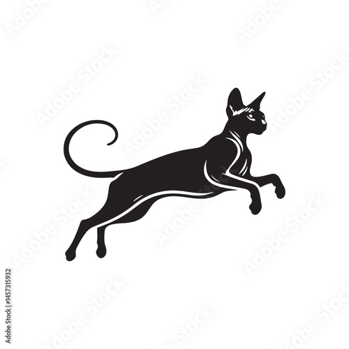 Unique Elegance: A Captivating Collection of Sphynx Vector Silhouettes Highlighting the Distinctive Hairless Body, Graceful Posture, and Playful Personality of This Charismatic Feline Breed.
