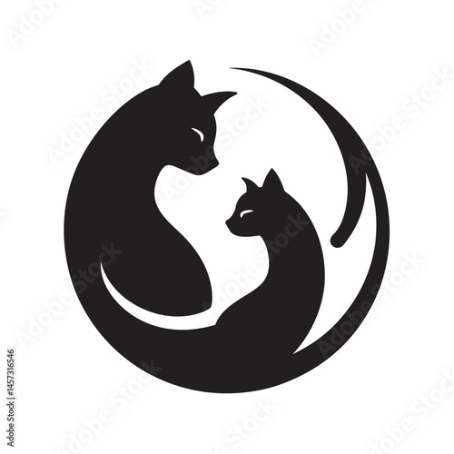 Yin Yang Symbol With Cats Balancing Harmony