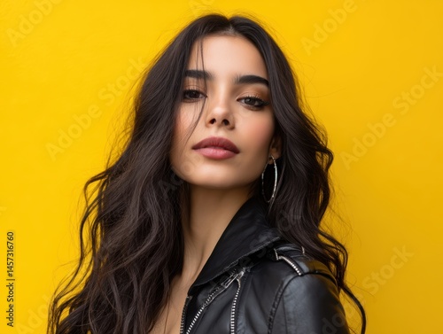 Brunette woman with long ha...