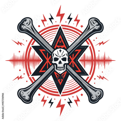 Design a brutal death metal band logo featuring shattered bones, a stylized 'S', and dripping blood, conveying aggression and darkness.