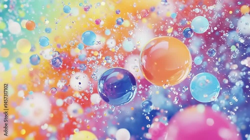 Wallpaper Mural Vibrant abstract background featuring colorful bubbles and droplets floating in a rainbow spectrum Torontodigital.ca