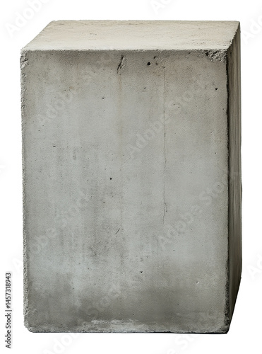 Concrete block on transparent background, construction element, industrial texture