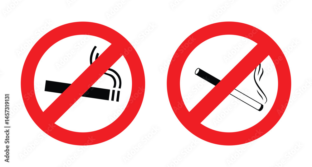 No Smoking Sign—Prohibited Cigarette Symbol Vector Illustration No Smoking Sign—Prohibited Cigarette Symbol Vector Illustration