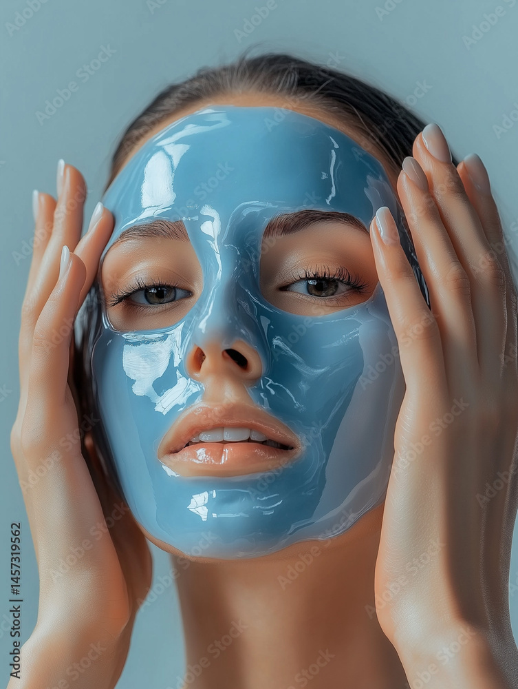 Fototapeta premium a girl with a mask on her face. a girl at a spa salon.