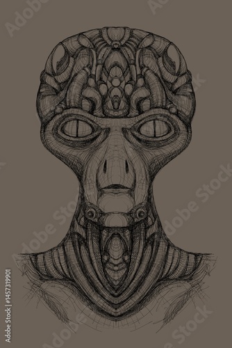 Alien creature, sketch, character idea for horror or game - digital painting. Painted on a tablet.