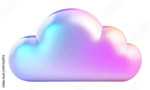 Colorful iridescent cloud with soft hues of pink, purple, and blue on a transparent background