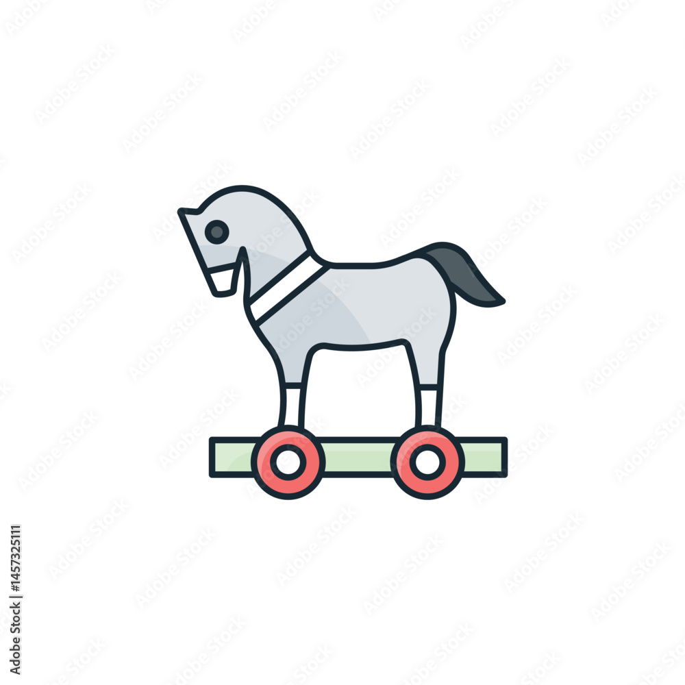 Fototapeta premium Trojan Horse icon design with white background stock illustration