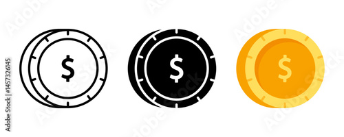 Coin icon set. for mobile concept and web design on white background