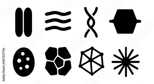 Plant cell structure icons set – mitochondria, endoplasmic, golgi, nucleus, chloroplast. Vector icons set