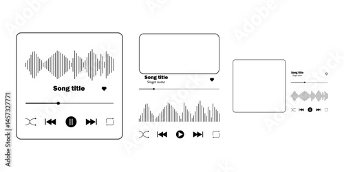 Music Player Interface Design Set. Horizontal layout. Vector graphics.