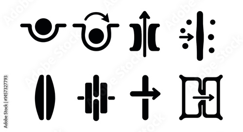 Plant cell transport icons set – diffusion, osmosis, active transport, protein channels, vesicles. Vector icons set