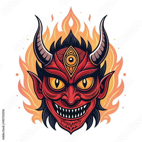 Render a demonic eye, glowing intensely red, emanating a fiery, shadowy aura.  High detail, cinematic lighting.