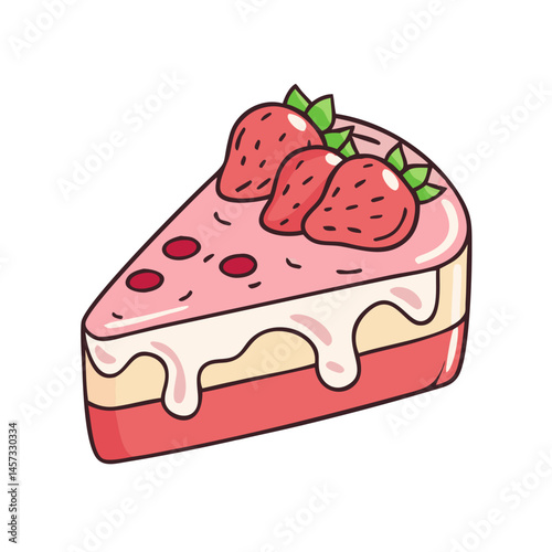Delicious strawberry cake slice with cream and topping dessert food sweet bakery pastry treat yummy bake goods