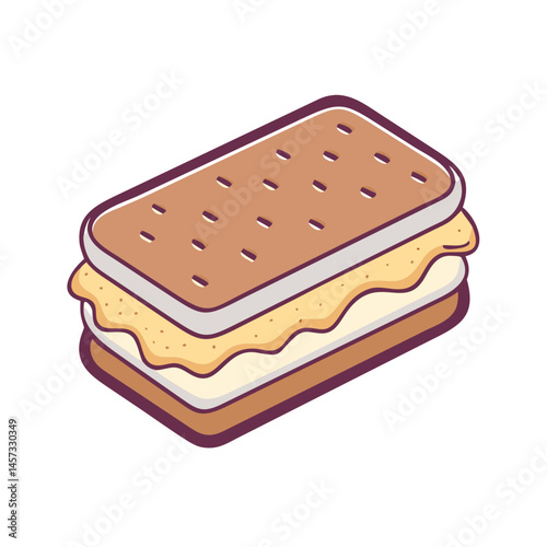 Illustration of a delicious graham cracker s'more dessert with marshmallow and chocolate filling delight