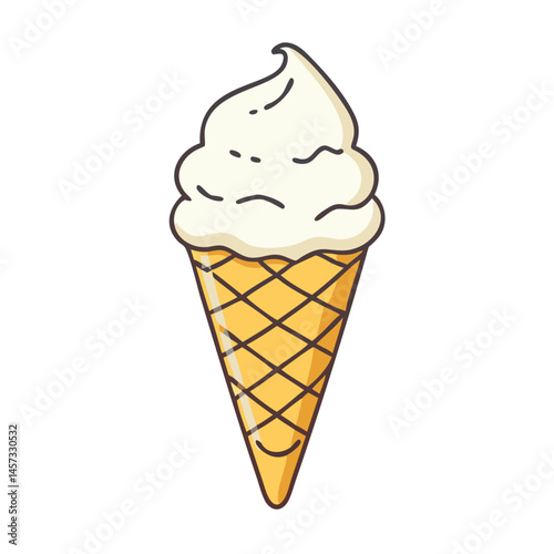 Ice cream cone vector graphic, sweet dessert illustration, frozen treat clip art, summer food design element