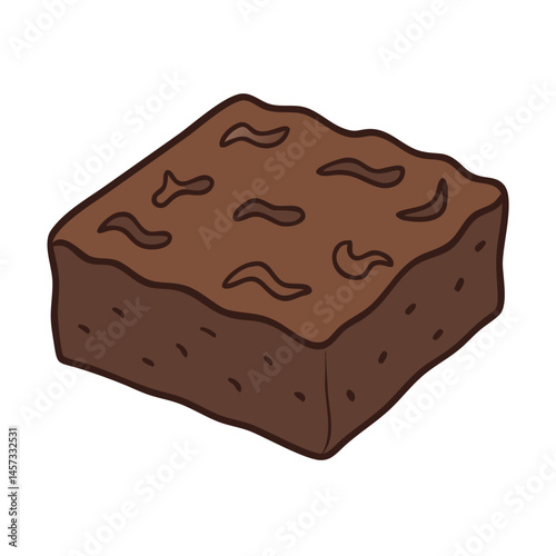 Isolated cartoon chocolate brownie dessert illustration for bakery and sweet food design needs