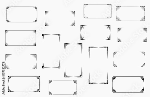 Elegant corner frame elements and border designs for certificate creation, wedding invitations, and professional document templates