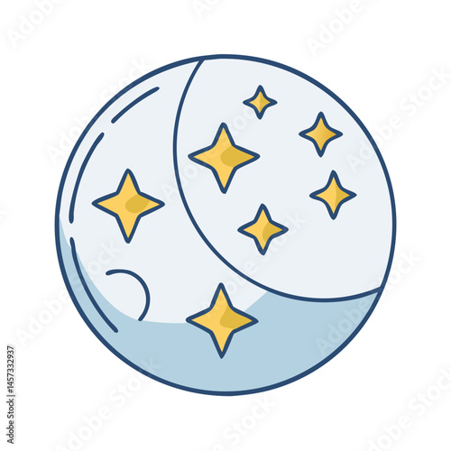 Illustration of moon stars night sky celestial crescent astrology astronomy space galaxy dreamlike night