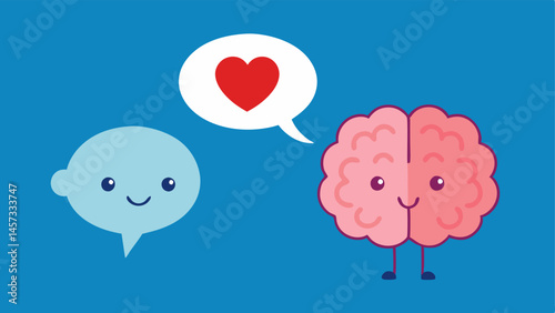 Brain and Heart Dialogue An illustration of a brain and a heart having a friendly conversation with a speech bubble coming from each emphasizing the dialogue between logic and