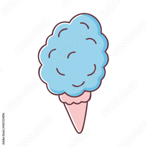 Blue cotton candy on cone vector illustration sweet treat fair food dessert snack carnival