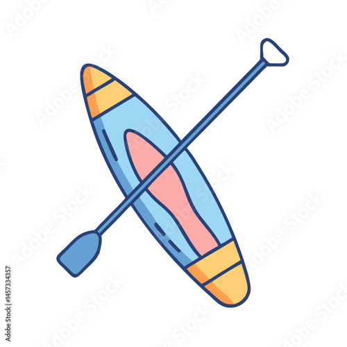 Illustration of kayak with paddle for kayaking water sport adventure and recreational activity outdoors