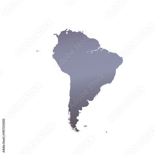 Map of South America, sign silhouette. World Map Globe. Vector Illustration isolated on white background. Latin American continent