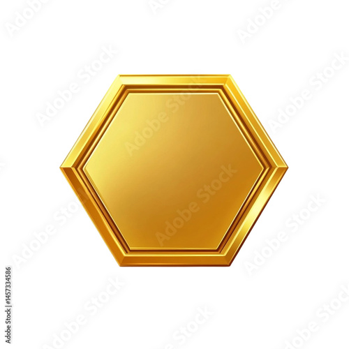 Golden hexagonal frame design element blank template