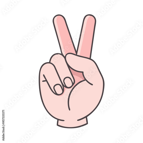 Peace sign hand gesture fingers victory symbol hand drawn cartoon illustration vector graphic