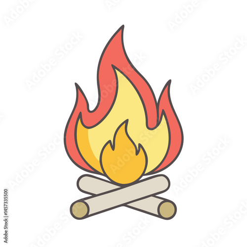Campfire illustration vector design for camping bonfire graphic element and outdoor fire