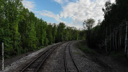 Railroad aerial shot from drone