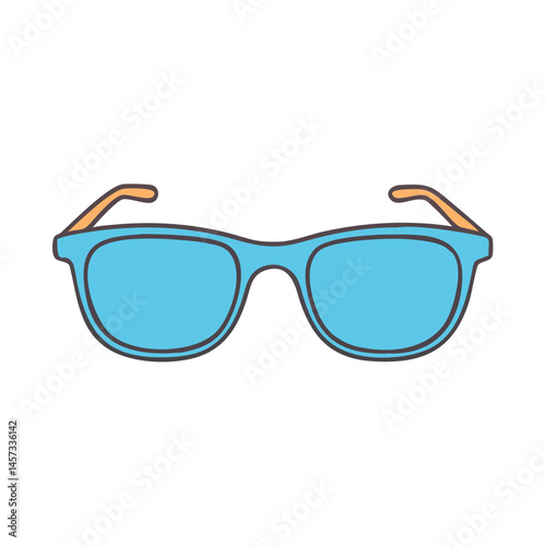 Illustration of blue sunglasses eyewear fashion accessory summer style eye protection optical lens trendy